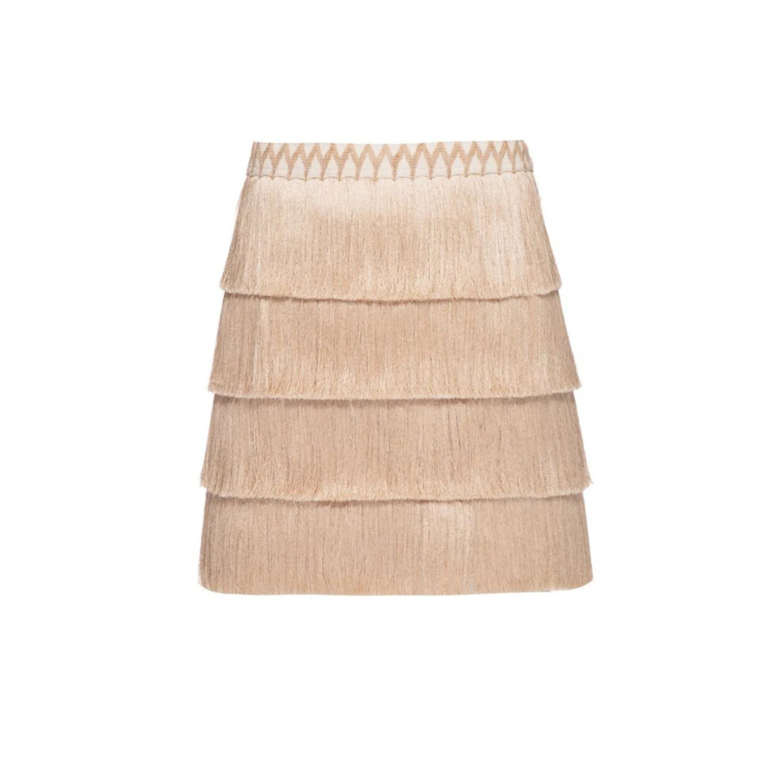 2025 V Neck Fringe Trim Bikini Swimsuit High Waist Swimwear with Skirt for Women Halter Bathing Suits Print Summer Female 250108