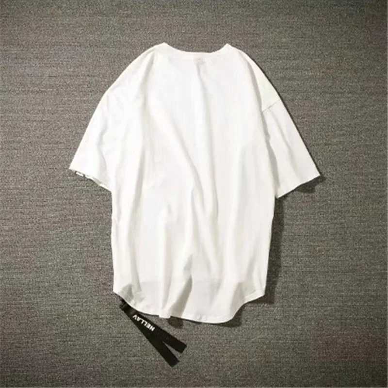 High Quality Mens Black Techwear 100% Cotton Zipper Short Sleeve T-shirt Summer Mens Hip Hop Super Size Product T-shirt T250108