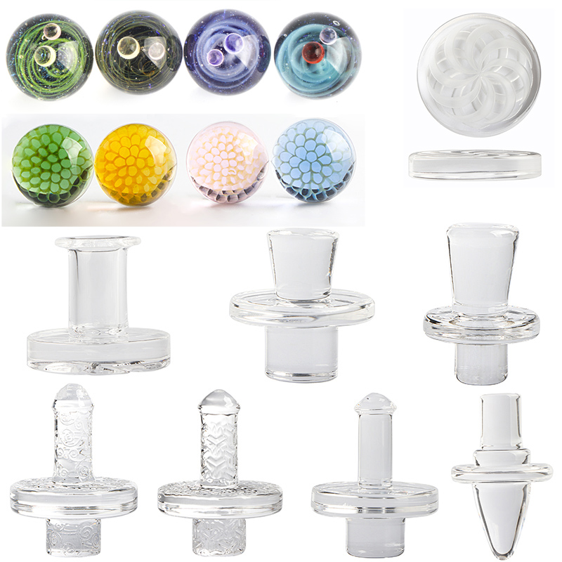 32OD Quartz Carving Spinner Cap Clear Carb Caps For 20mm 25mm 30mm Flat Top Quartz Banger Nails