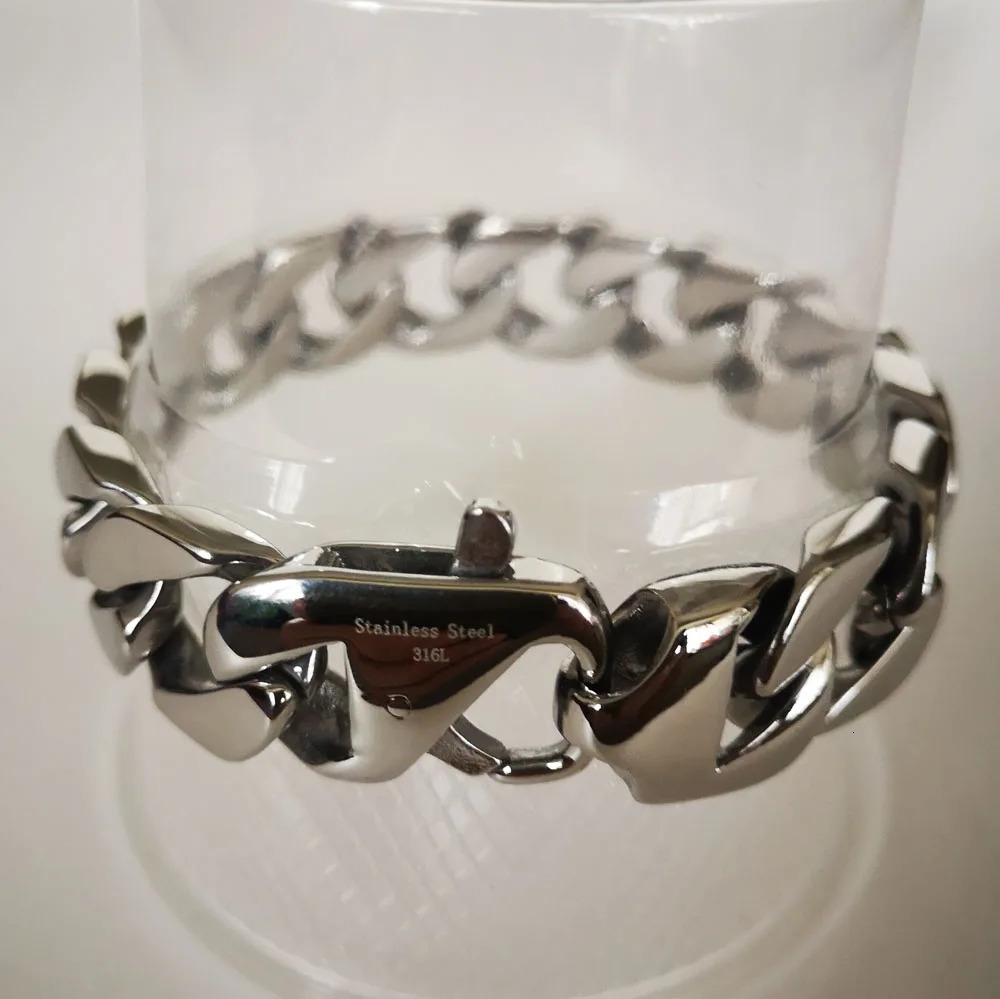 Fashion Real Steel Men Bracelets Punk Bangle Pulseras High Polished Wristbands Classic Jewelry Brace lace 1.5cm 250107