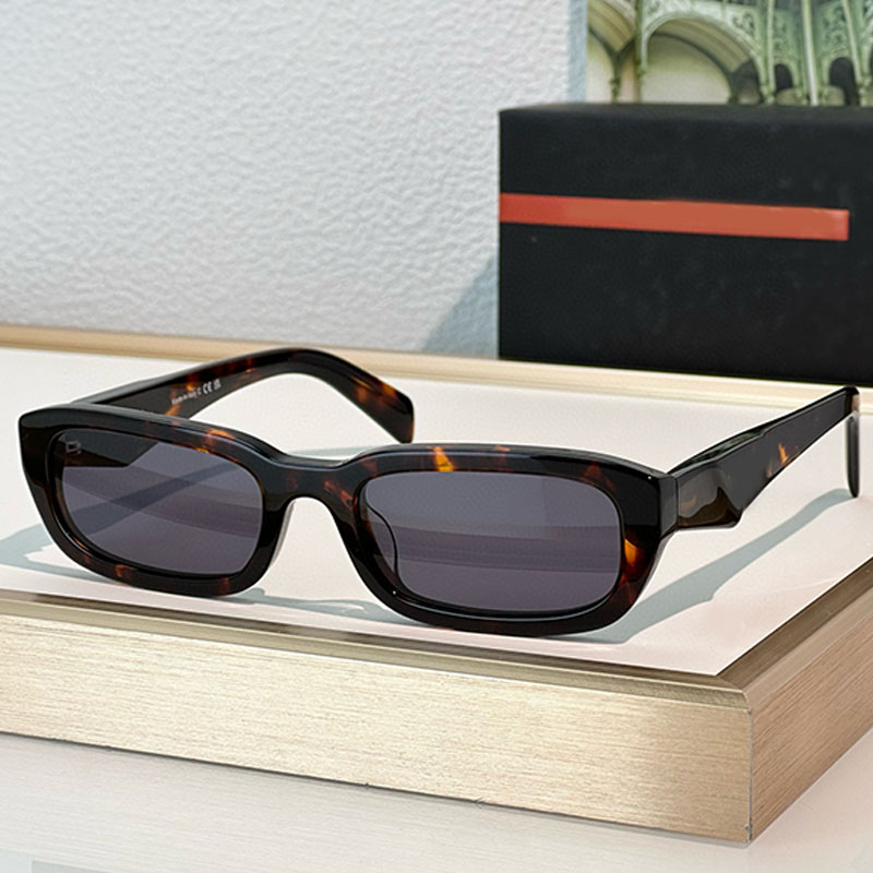 Black Acetate Square Frame Sunglasses PRB06S Designer CR39 Red Lens Unique Geometric Shape Mirror Legs Outdoor UV Protection For Men and Women