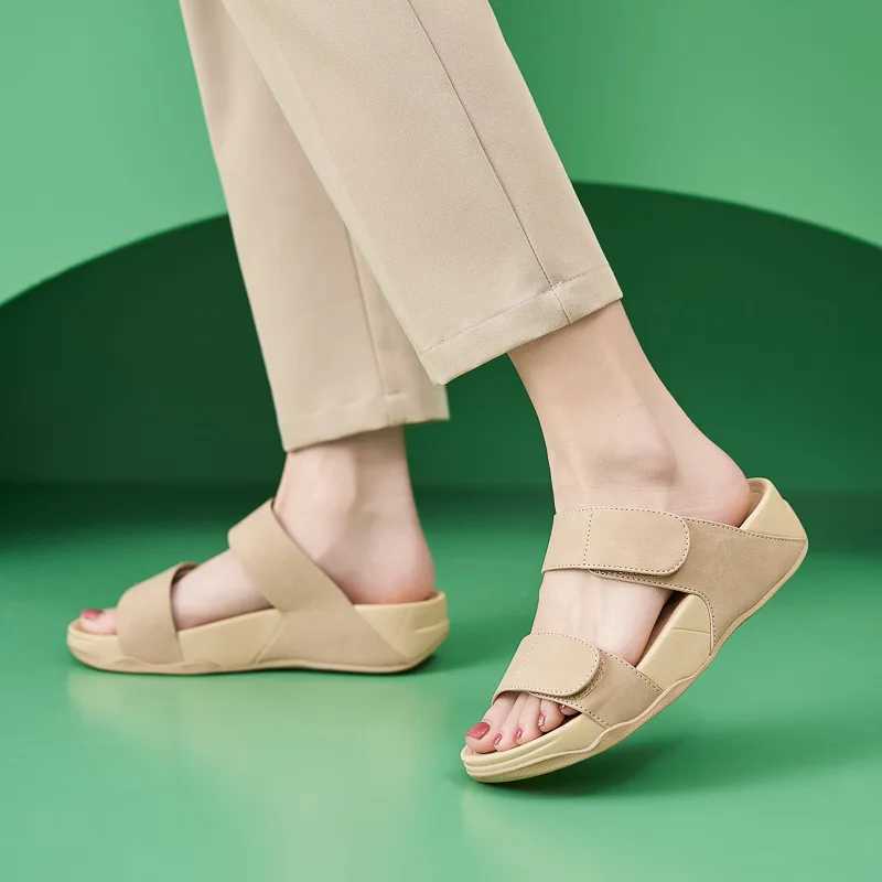 New Arrival SIKETU brand summer fashion wedge slider womens hook and loop platform soft and comfortable slider solid color sewing thread anti slip T25