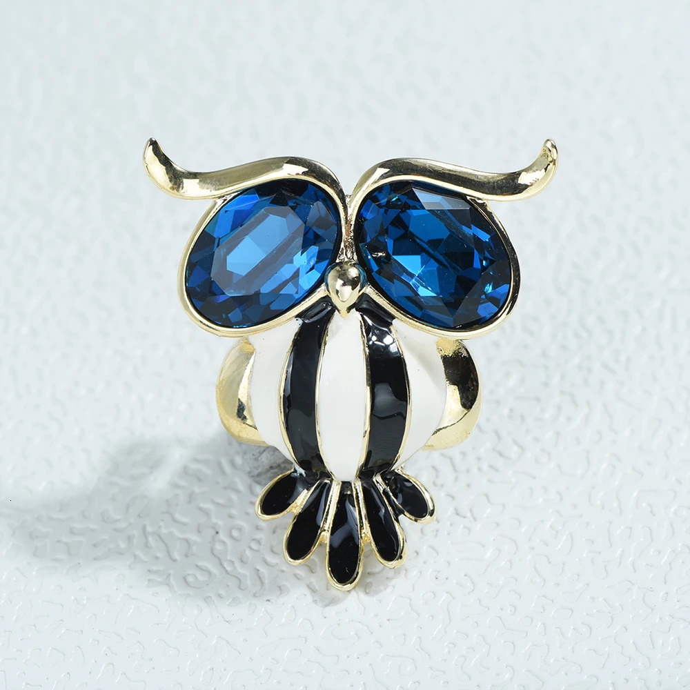 ICEYYSilver Enamel stripe Owl Brooch Big Eye Animal Lapel Pin Mens Suit Badge Scarf Buckle Clothing Party Women Accessories 241230