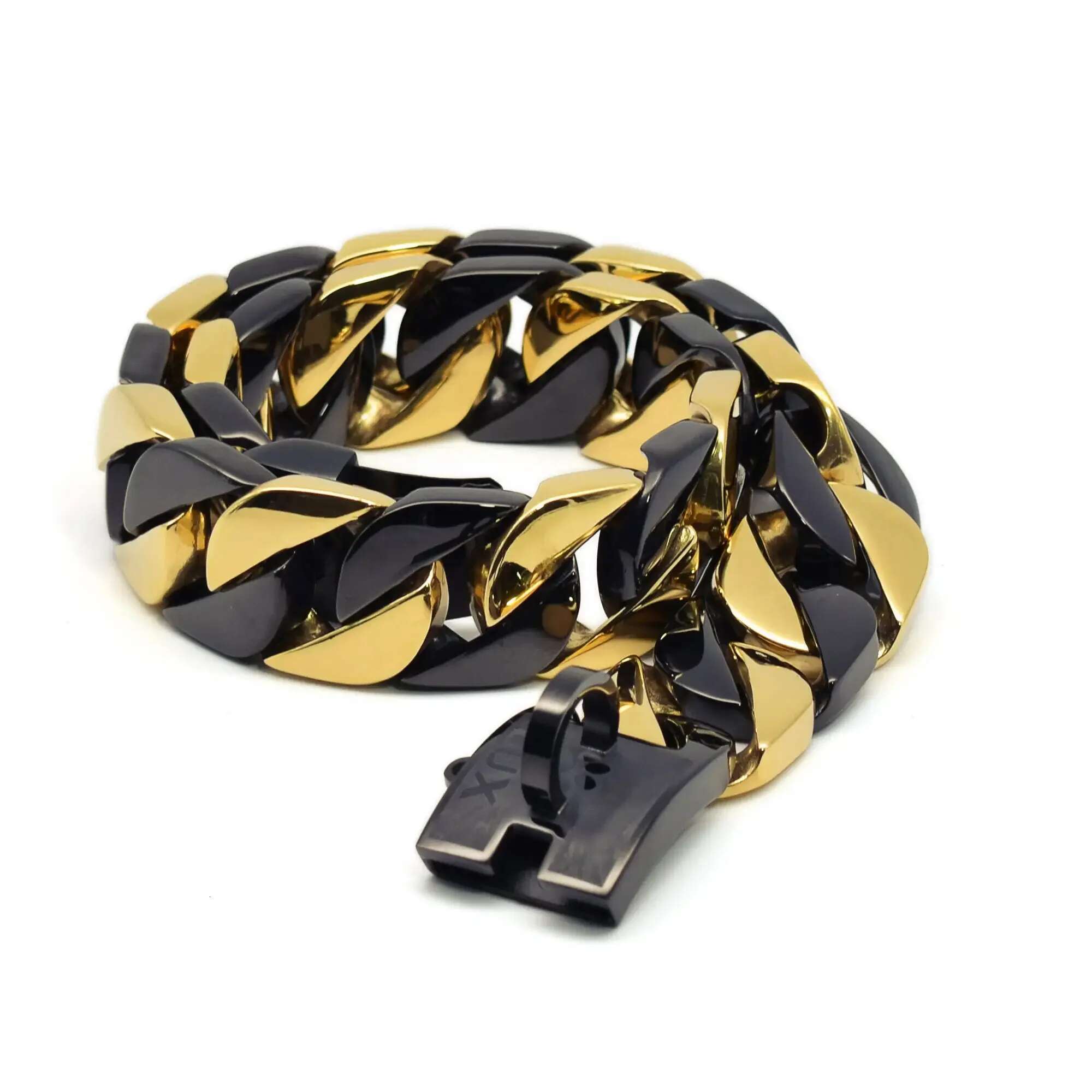 32Mm Strong Stainless Gold Black Dog Traction Rope Titanium Steel Necklace Collar For Training Pets