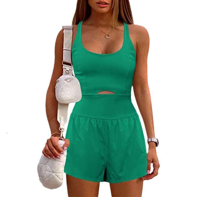 European American Fashion Women's Yoga Shorts With Hollowed Out Cross Shaped Back, Loose Comfortable Fiess Clothes, Vest, And More