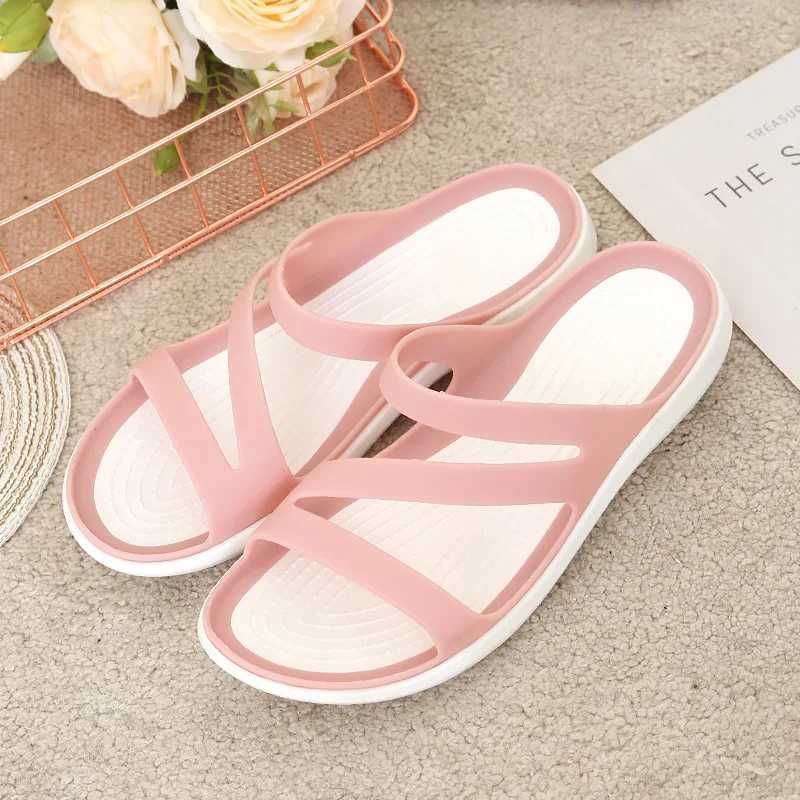 New Arrival Womens slippers flat bottomed round toe solid color sandals Korean casual non slip lightweight beach shoes sandals T250108