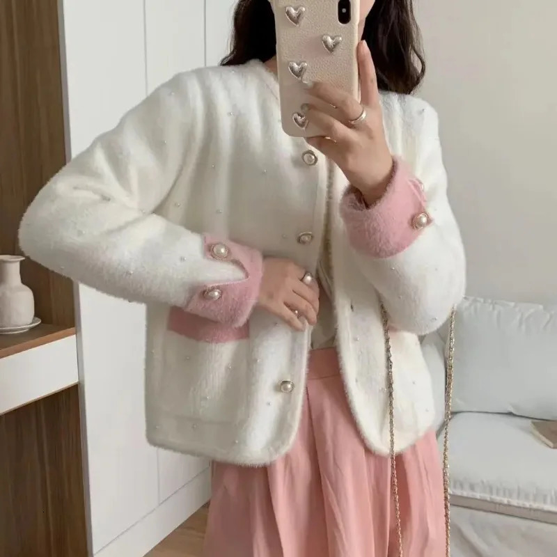 Autumn Winter elegant temperament Solid color coat Women Simplicity Casual Long sleeve tops Fashion Allmatch Cardigan Jackets 250103
