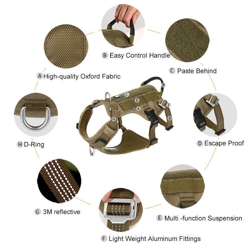 Truelove Escape Proof No Pull Reflective Adjustable Soft Padded Pet Vest Service Dog Harness Handle Climbing Tlh7011