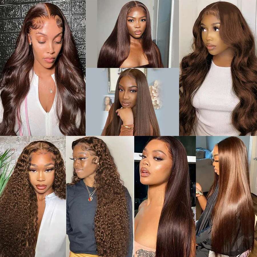Chocolate Bone Straight 13X4 13X6 Frontal Human Hair Wigs 100% Quality 360 Hd Full Lace Brown Colored Closure Wig