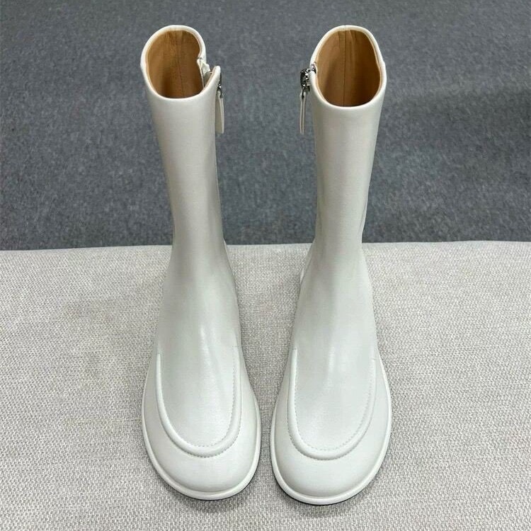 New Ankle Boos 2024 Flat Casual Solid Boots Pu Leather atos Mujer Fashion Autumn Women Shoes Short Botas Femininas 01ce