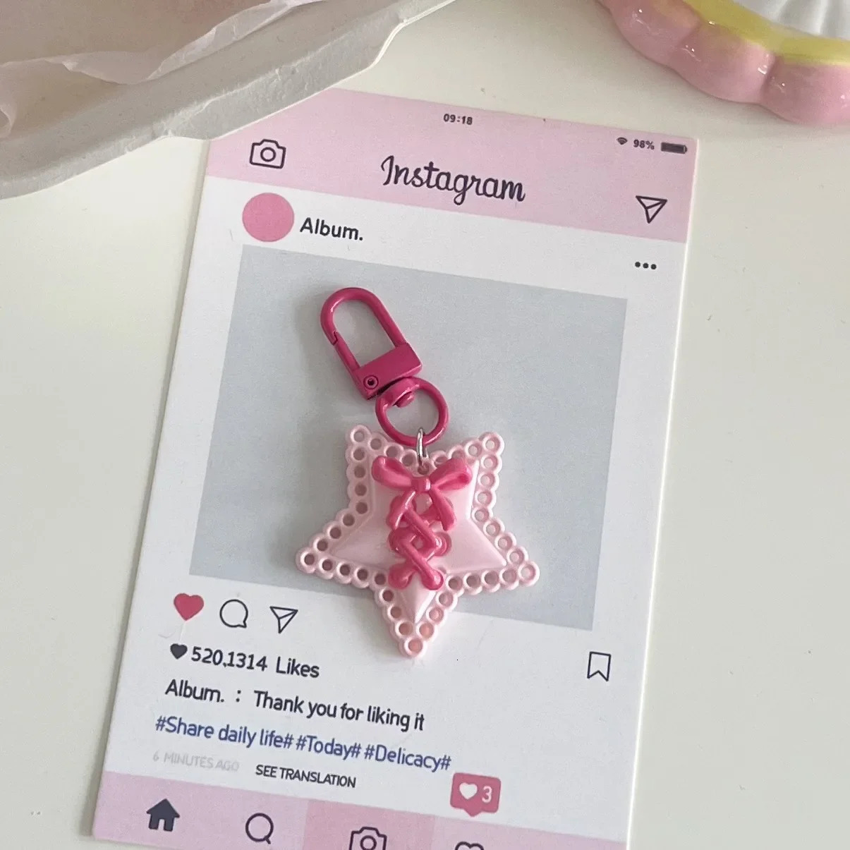 Y2k Pink Hollow Strap Star Heart Keychain for Women Sweet Pentagram Phone Keychain Bags Charms Pendant Decorative Ornament Gifts 250107