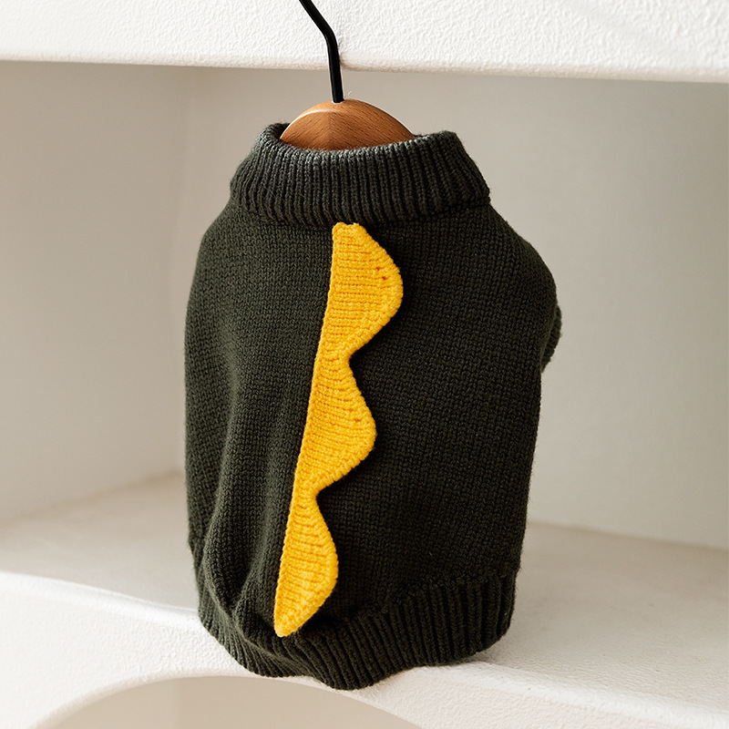 Cute Little Dinosaur Autumn and Winter Dog Sweater Knitted Teddy Doll Cat Clothing Dog Two Legged Pet Clothing
