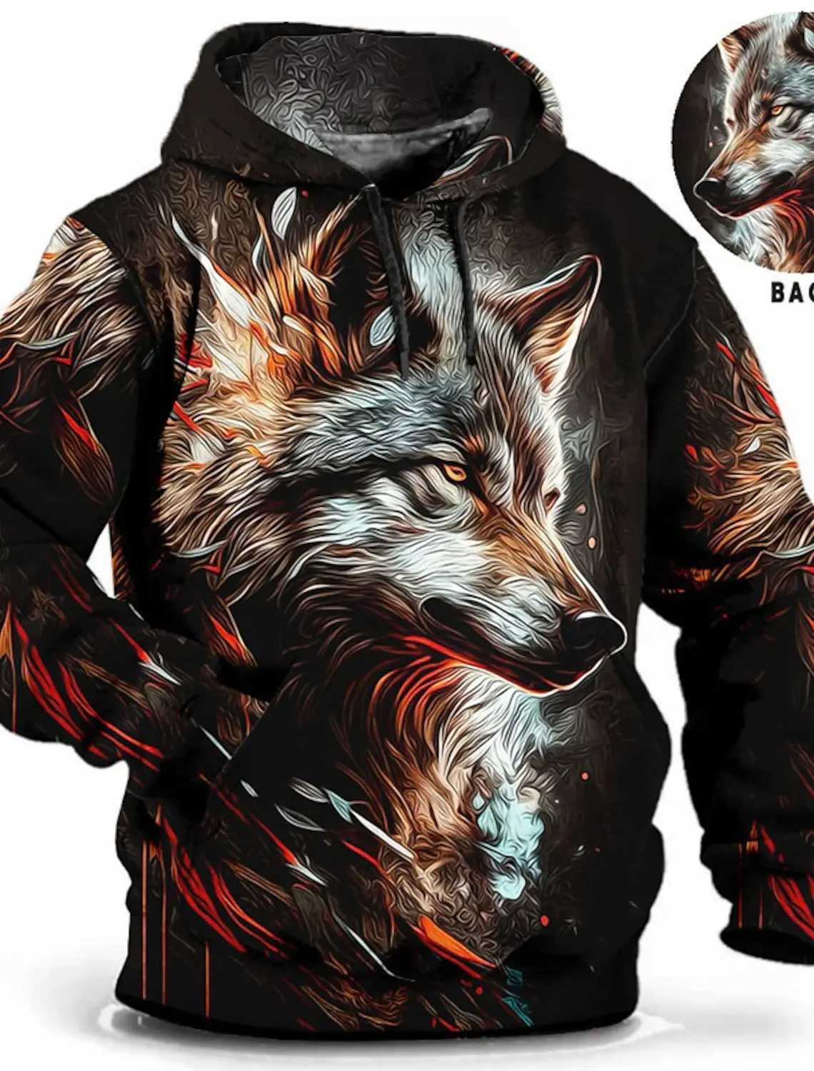 Mens unisex hoodie fashion Pullover hoodie sports hoodie animal wolf lion dragon tiger printed daily 3D printed casual hoodie W250108