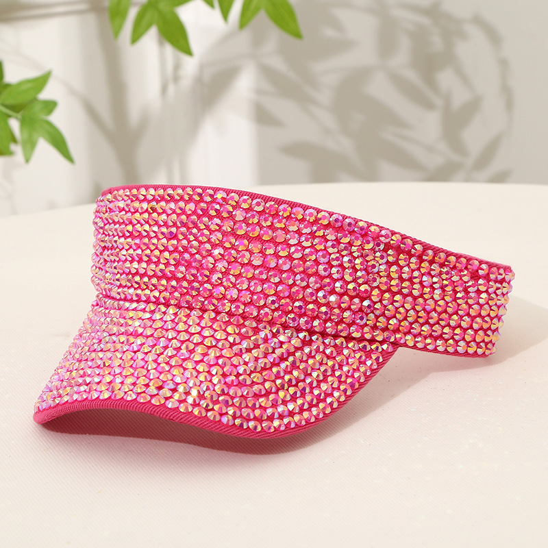 Summer sun hat fashion versatile diamond sequins hollow cap casual students sunscreen breathable short brim hat wholesale