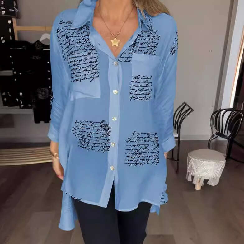 New European And American Spring Tailcoat Fashion Printed Shirt For Women