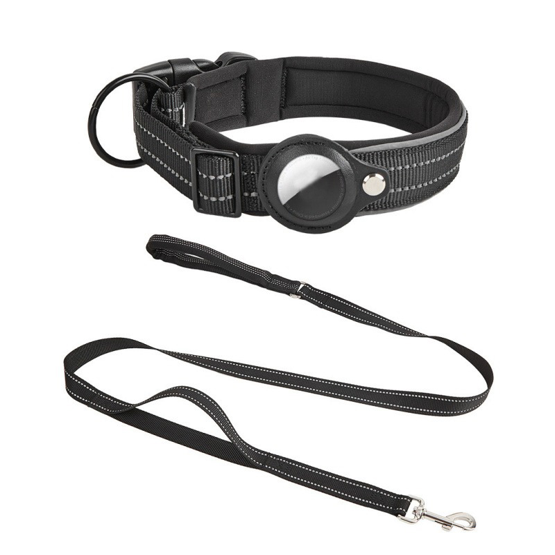 Factory Designer Durable Adjustable Comfortable Soft Padded AirTag Case Pet Dog Collar Handled Leash Set Pet Accessories