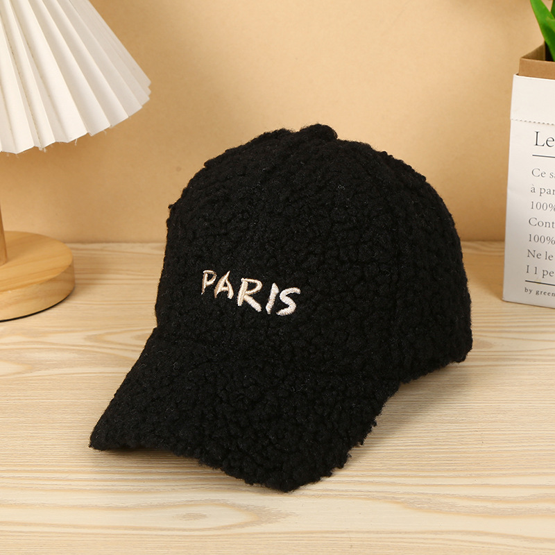 Winter hat female Japan and South Korea plush baseball cap fall and winter with duck tongue cap students cold warm bent brim hat men