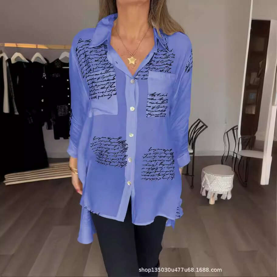 New European And American Spring Tailcoat Fashion Printed Shirt For Women
