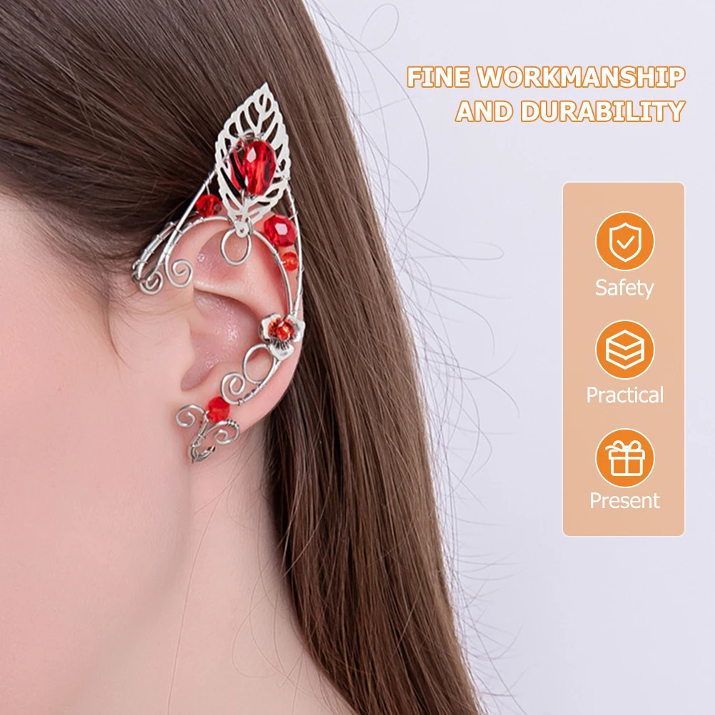 1 Pair Ear Cuffs Elven Earrings Aluminum Ear Clip Earbone Clip Cosplay Fairy Eardrop For Women Girls Party Jewelry 250103
