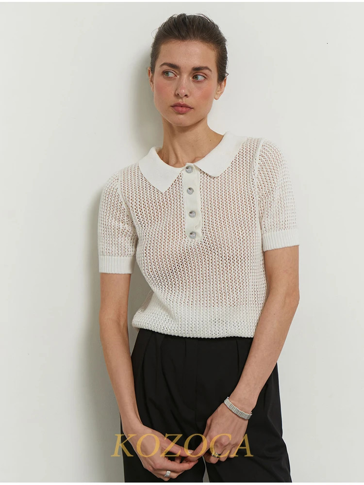 Kozoca Summer Outfits Short Sleeve Solid Polo Shirt Women Fashion Office Ladies Tops T-Shirts Casual Tees Elegant Clothes 250107
