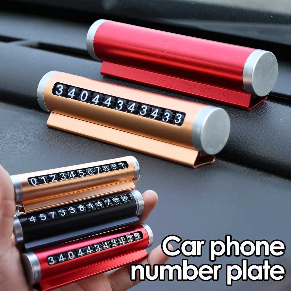 Interior Decorations Car phone number board temporary parking card aluminum sticker rotating parking card automatic accessories H250108