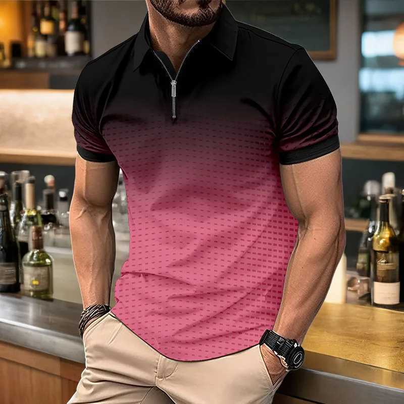 Mens summer fashion color starry zipper Polo shirt Breathable casual T-shirt topXJ250108