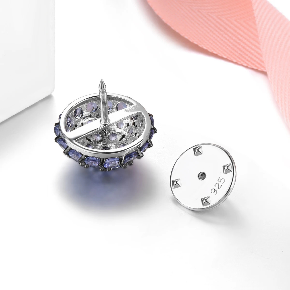 Natural Tanzanite Sterling Silver Brooch 2.5 Carats Genuine Gemstone Black Color Plated Classic Original n Unisex Style 241230