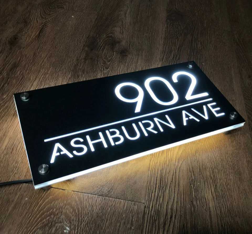 Interior Decorations Customize lighting numbers for House Street Backlit personalize modern residential and sign horizontal addresses H250108