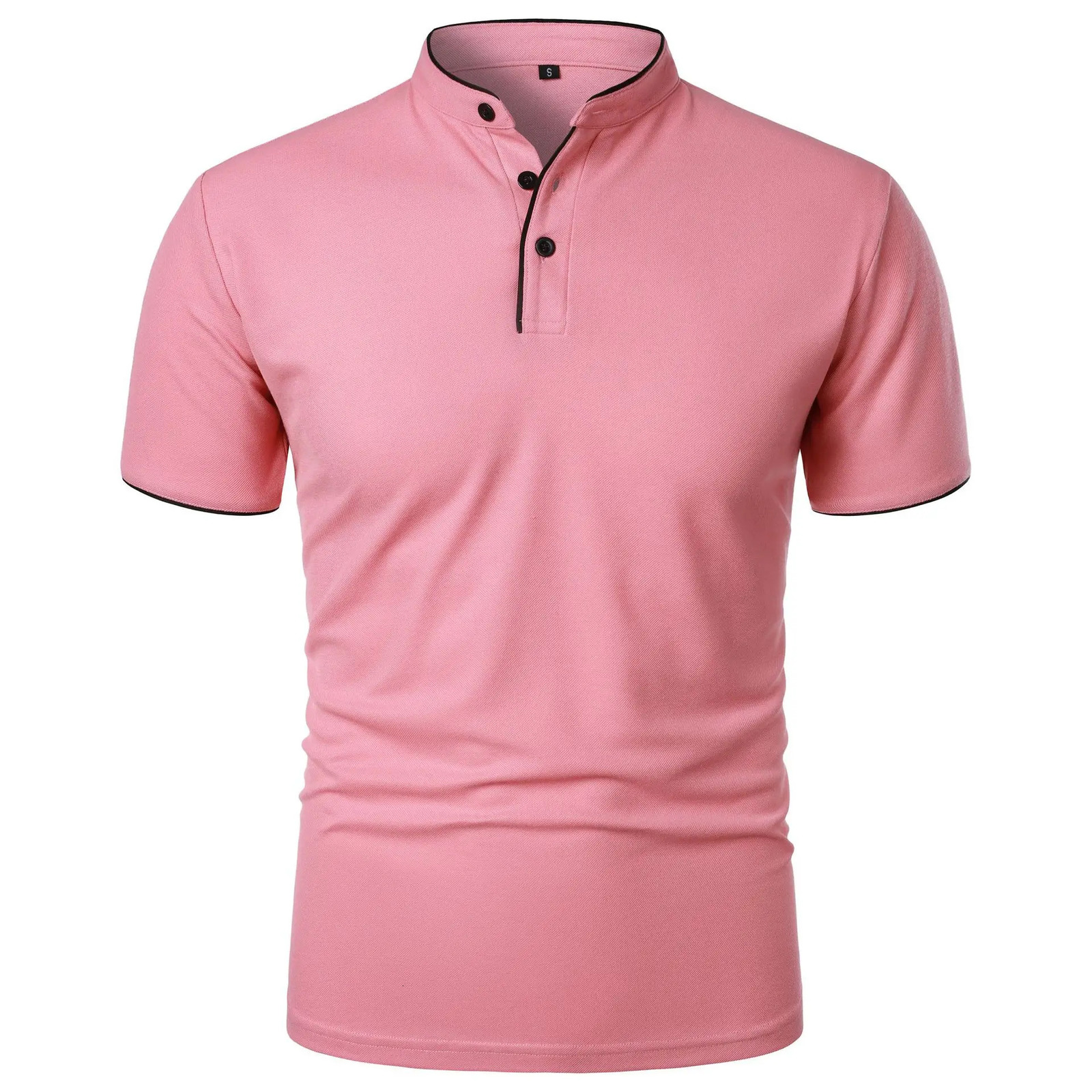 Summer Mens Short Sleeve Collar Tshirts Solid Color Casual Polo Shirt Trendy Breathable Loose Basic Splice Top 250107