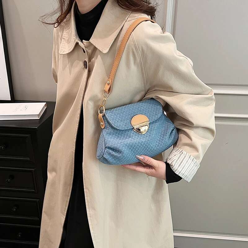 Designer Jean Women Denim Underarm Shopper Purse New Brand Women's Handbag Leather Shoulder Crossbody Bag