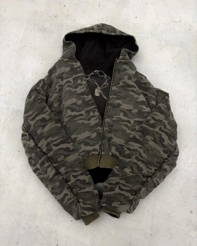 Mens Jackets Y2K Retro Camouflage Reversible Warm Jacket For Women And Men Street Coats Clothes Harajuku Hip-Hop Casual Wear