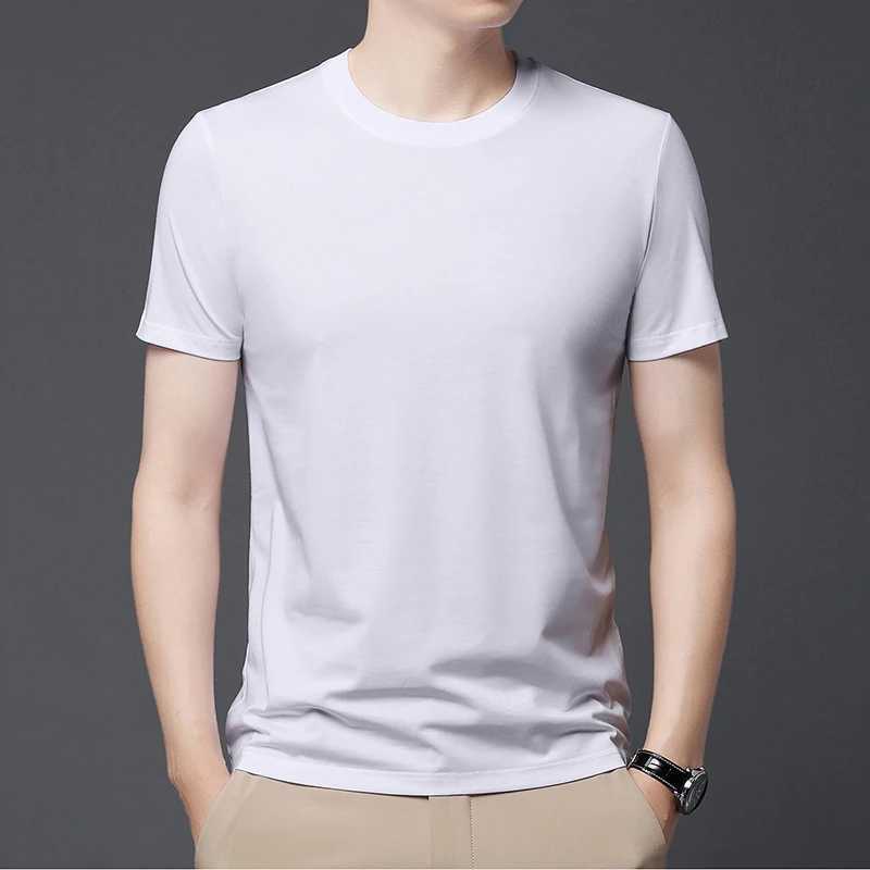 summer new mens solid color round neck casual trend retro short sleeved pure cotton sports casual T-shirt top M250108