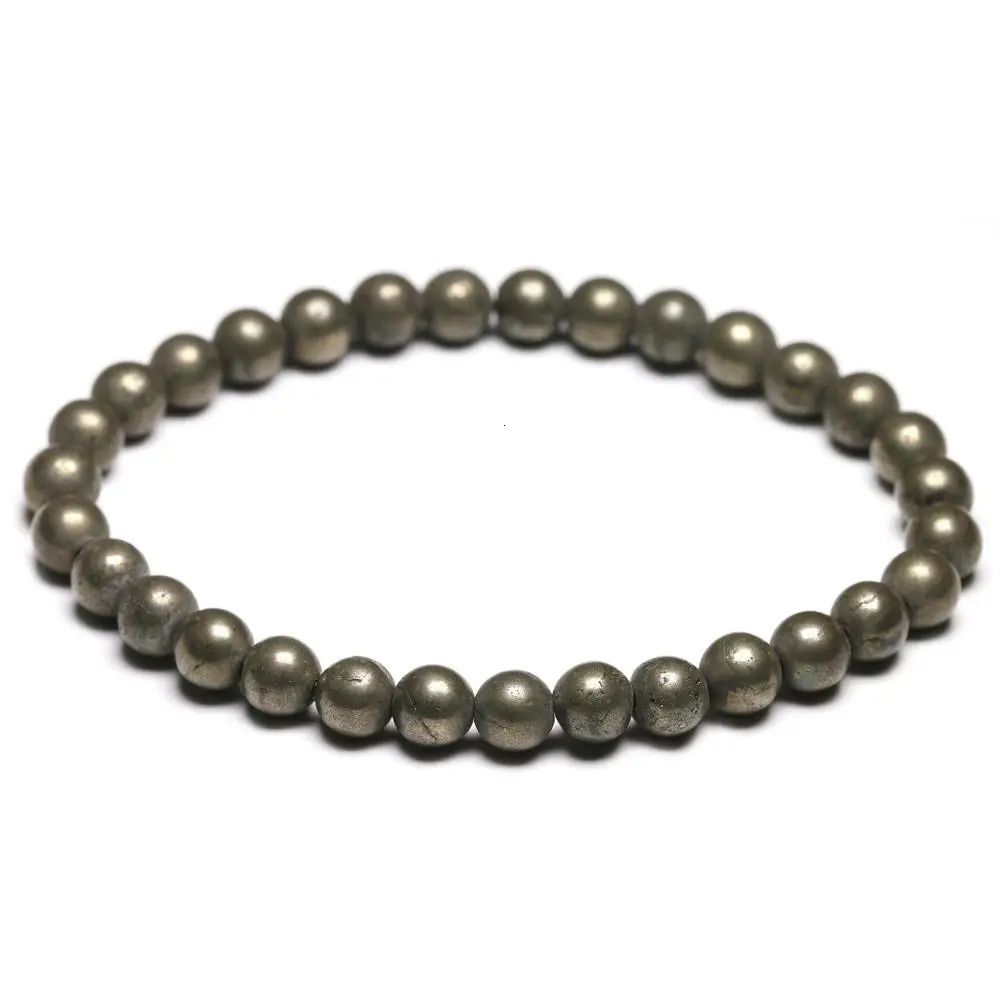 Natural Pyrite 6 8 10mm Round Beads Elastic Line Stretch Beaded Bracelet Fashion Man Woman Genuine Gem Fine Jewelry 250107