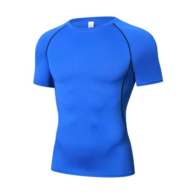 Summer mens gym T-shirt short sleeved compression T-shirt quick drying running shirt casual basketball top mens clothing M250411