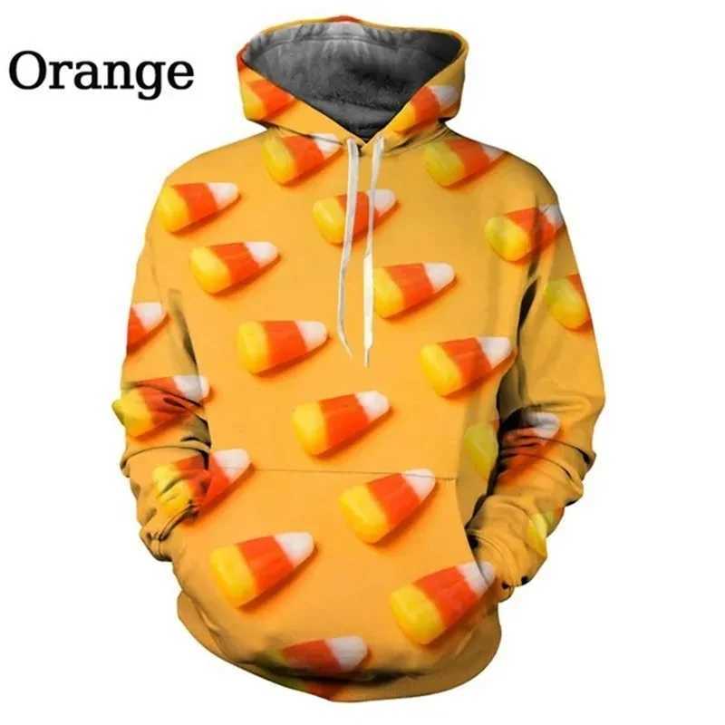 New candy graphic hoodie 3D printed fun personalized couple hoodie unisex long sleeved oversized zipper top W250108