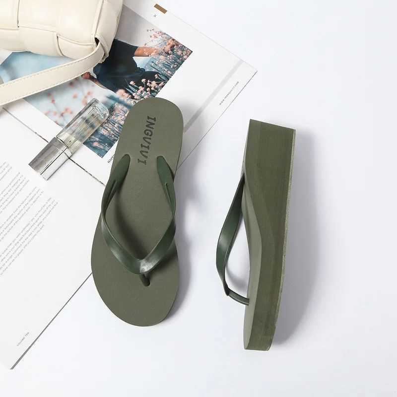 New Arrival Womens shoes slider casual Med candy color rubber flip wedge beach platform luxury Hawaii T250108