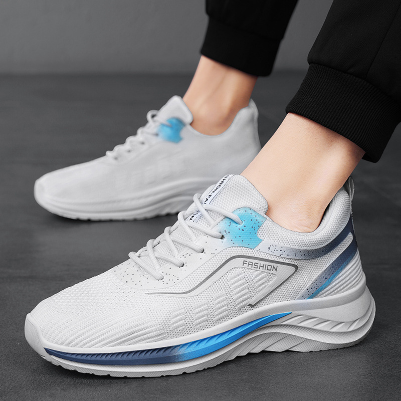 Men Sports Shoes Thick Sole Anti-slip Mesh Breathable New Fashion Outdoor Running Sneakers Triple Black White Grey Free shipping