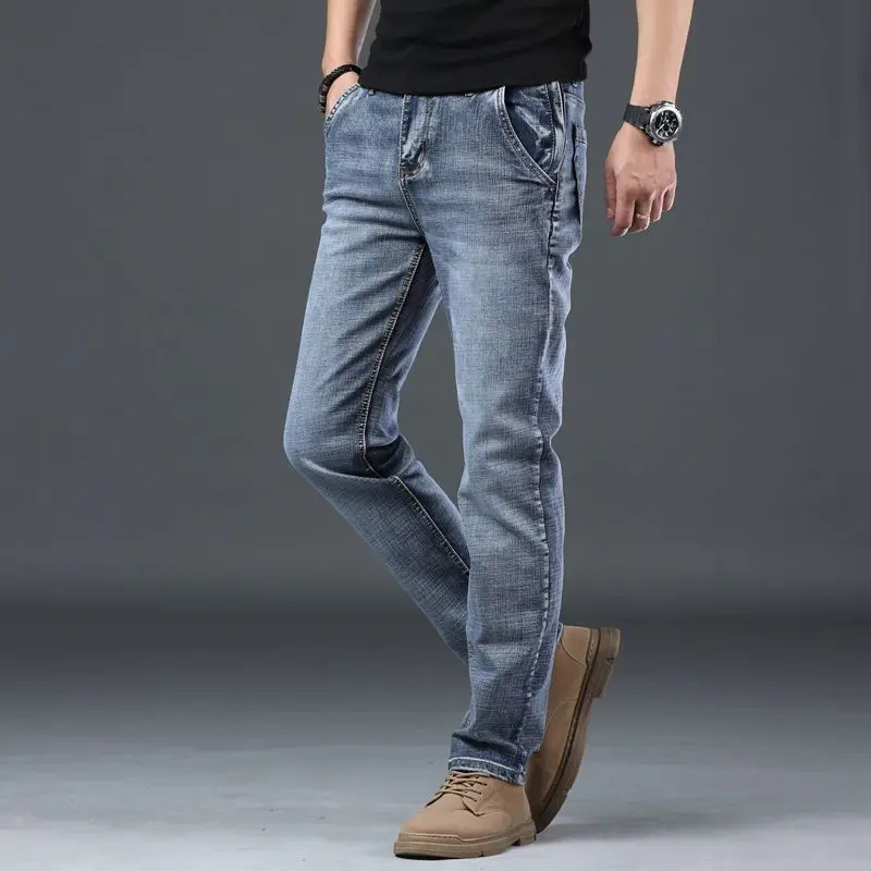 Trousers Slim Fit Skinny Tight Pipe Mens Jeans Elastic Work Wear Stretch Straight Male Cow Pants er Y2k Vintage Xs 250107
