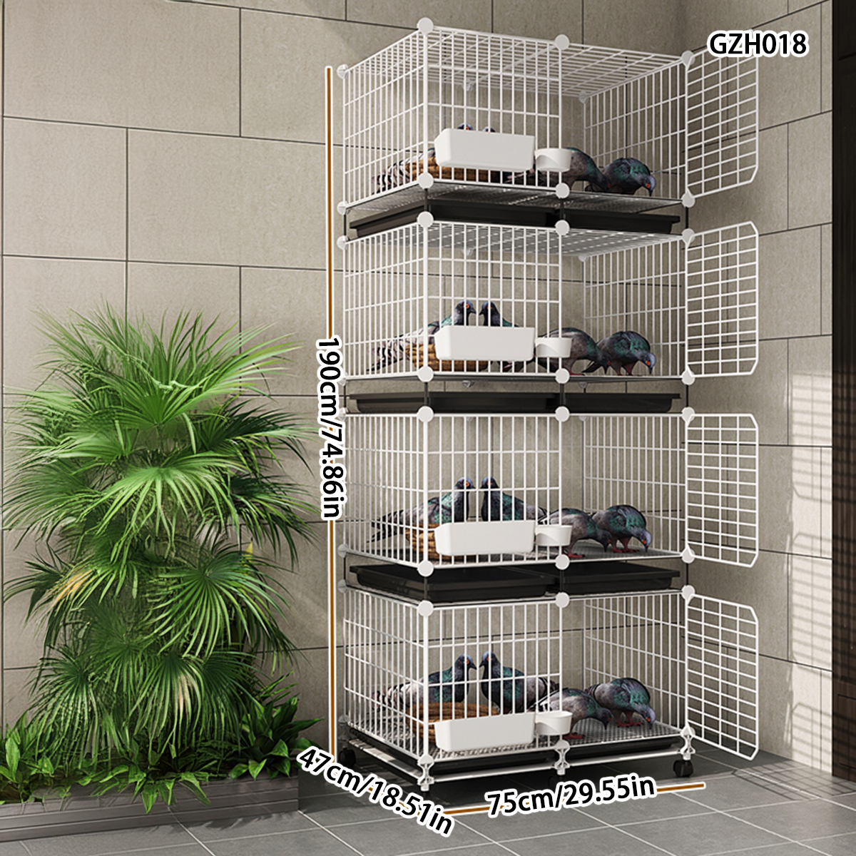 Extra Large Iron Birdcage for Domestic Pigeons with Integrated Mating Nest Box