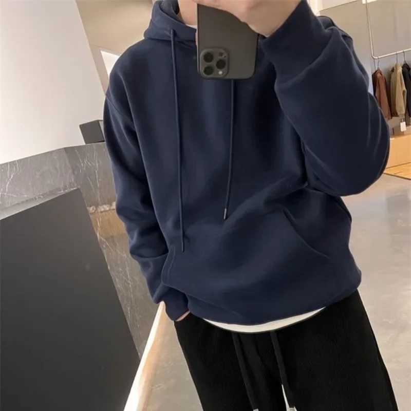 Wool Solid Mens Hoodie Mens Pocket Sweater Cotton S Luxury High Quality Winter No Brand Loose Harajuku Fashion Cheap W250108