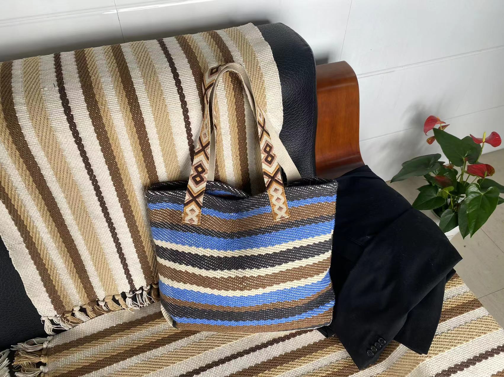 Vintage Handcrafted Coarse Linen Shoulder Bag - Eco-Friendly Fashion Accessory