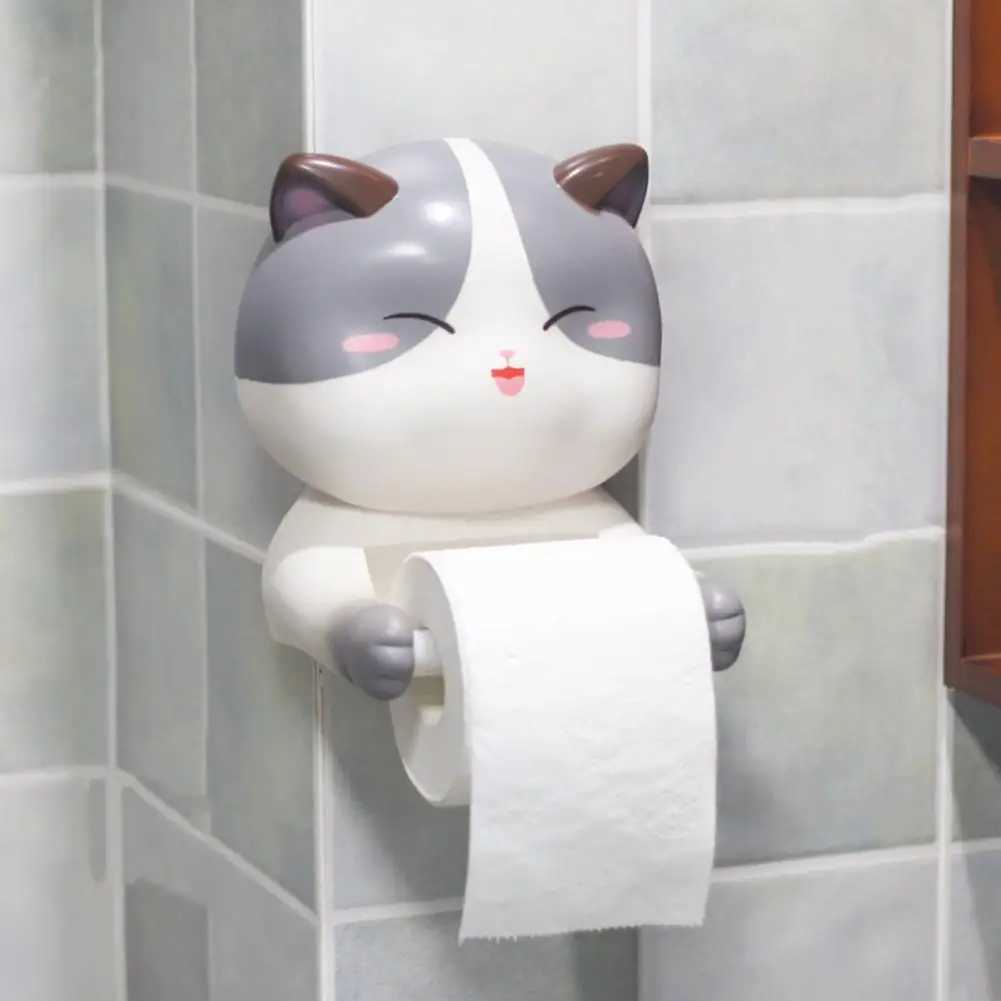 Toilet roll holder waterproof convenient and eye proof PVC cute cat toilet roll holder paper holder Y250107