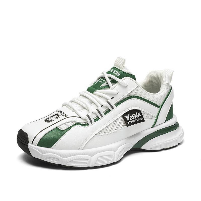 Men Sports Thick Sole Round Toe Chunky Shoes New Fashion Running Training Trendy Triple Black Grey Green fashion