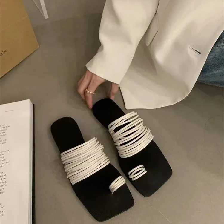 New Arrival Summer womens sandals outdoor plus size 40 open flat head slippers womens square bow beach womens shoes Zapatos De Mujer T250108