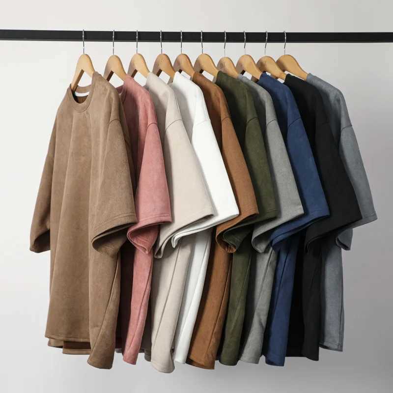 New Arrival Summer short sleeved T-shirt mens fashion 10 color casual suede T-shirt mens street clothing loose O-neck T-shirt mens top M-3XL Z250108