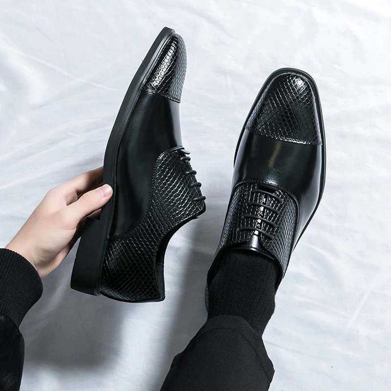 Leather Shoes for Men Gentleman Oxfords Lace Up Male Wedding Party Office Work Shoes Elegant Designer Brand Dress Shoes for Men 250107