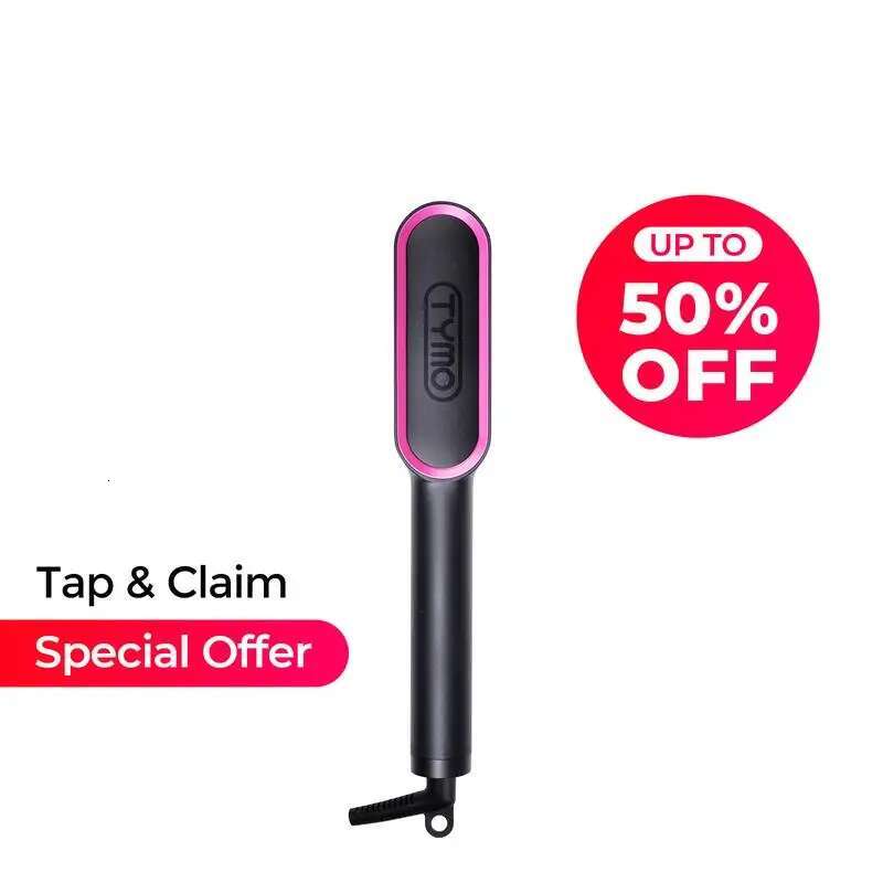 TYMO RING - Ultimate Straightener Comb Styg Tool with 5 Temp Settings & Dual Voltage Comfort Salon Hair waver
