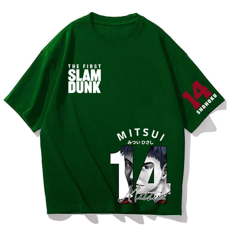 Slam Dunk Commemorative Mitsui Shou Parent Child Pure Cotton Short T-shirt Summer Loose Shoulder Style Anime Printed Half Sleeve