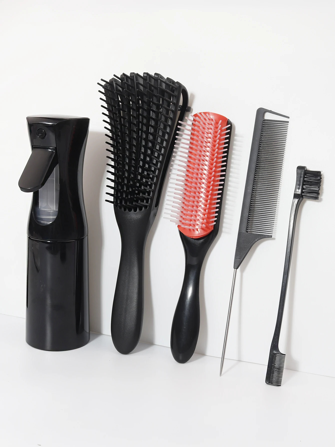 5pcs/set Detangling Anti Static Hair Brush Curly Hair Curved Rat Tail Comb Set Salon Hair Tools Suitable For All Hair Types 250106