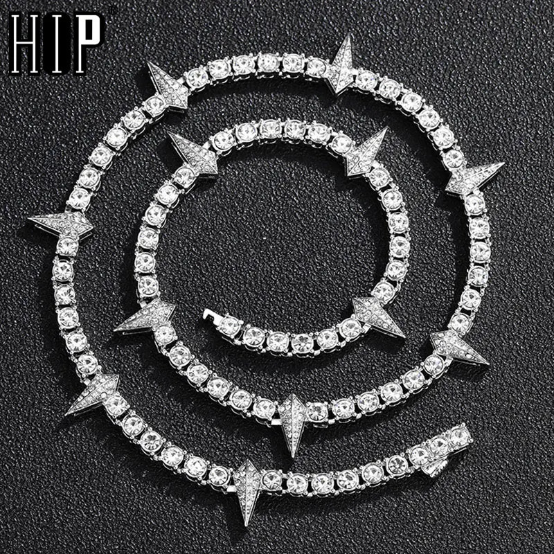 4MM Tennis Chain Purple Dropwater Shape Iced Out Colorful Rhinestones Bling Rapper Necklaces For Men Women Choker Jewelry250103